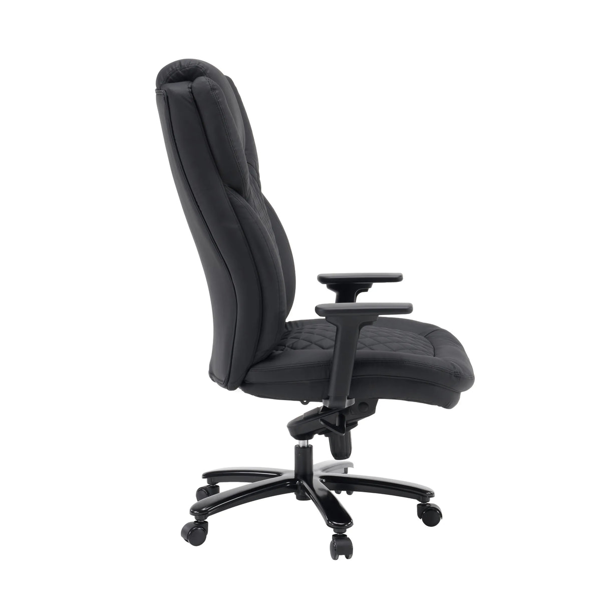 Siège pivotant XXL Pullmann Gen2 en similicuir noir avec surpiqûres et accoudoirs réglables de hjh OFFICE