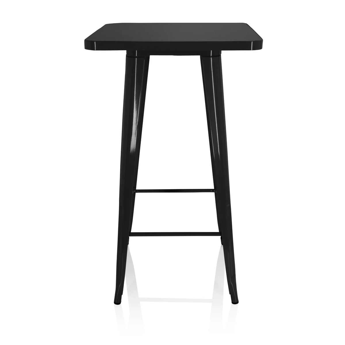 Table de bar noire VANTAGGIO HIGH T avec plateau carré et deux traverses de hjh OFFICE – vue à 360° (vue de face 0°)