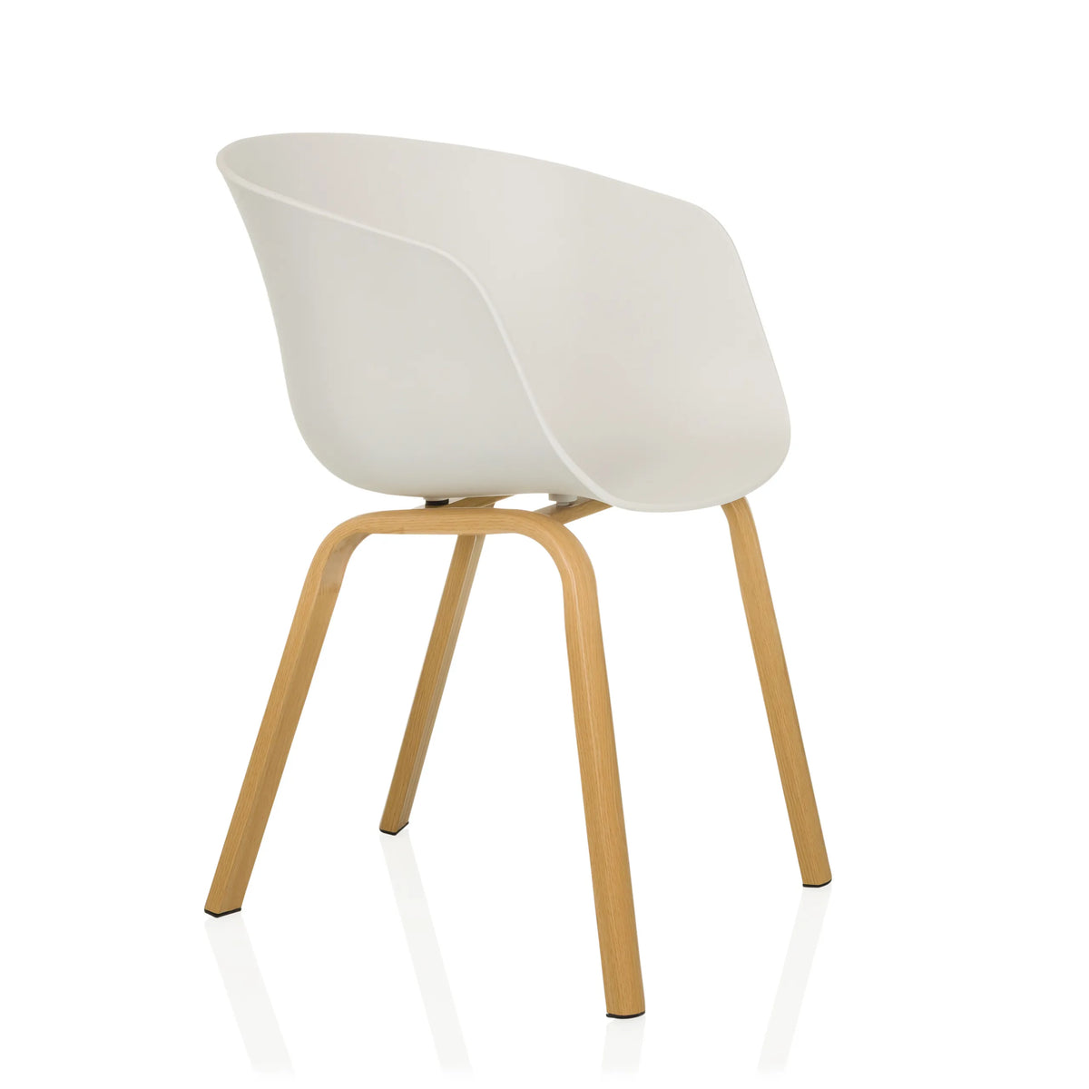 Chaise à coque blanche OSLO W avec quatre pieds en bois clair de hjh LIVING – vue à 360° (vue de trois quarts avant 60°)