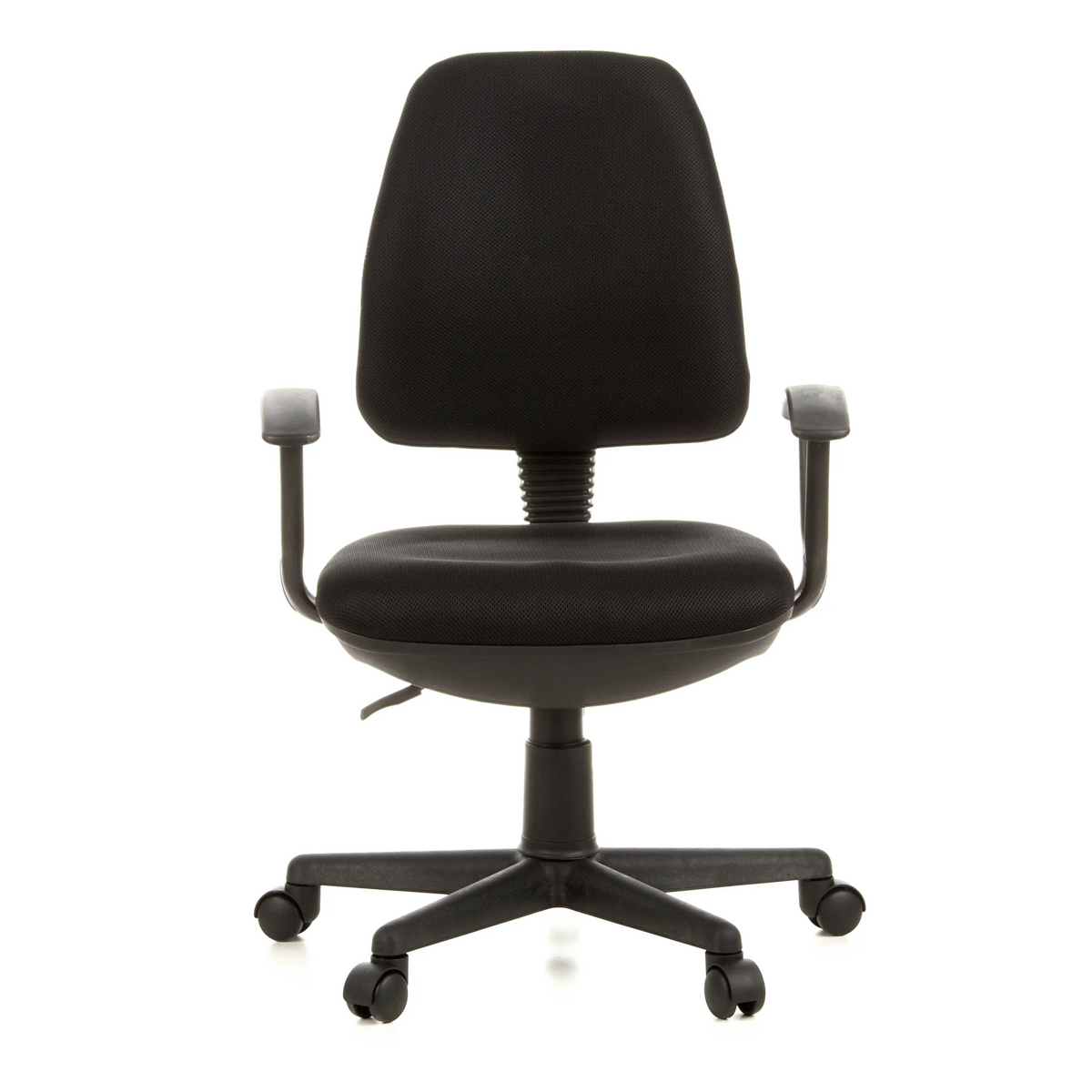 Siège de bureau à domicile CITY 10 noir avec dossier en maille, accoudoirs et base à cinq roulettes de hjh OFFICE – vue à 360° (vue de face 0°)