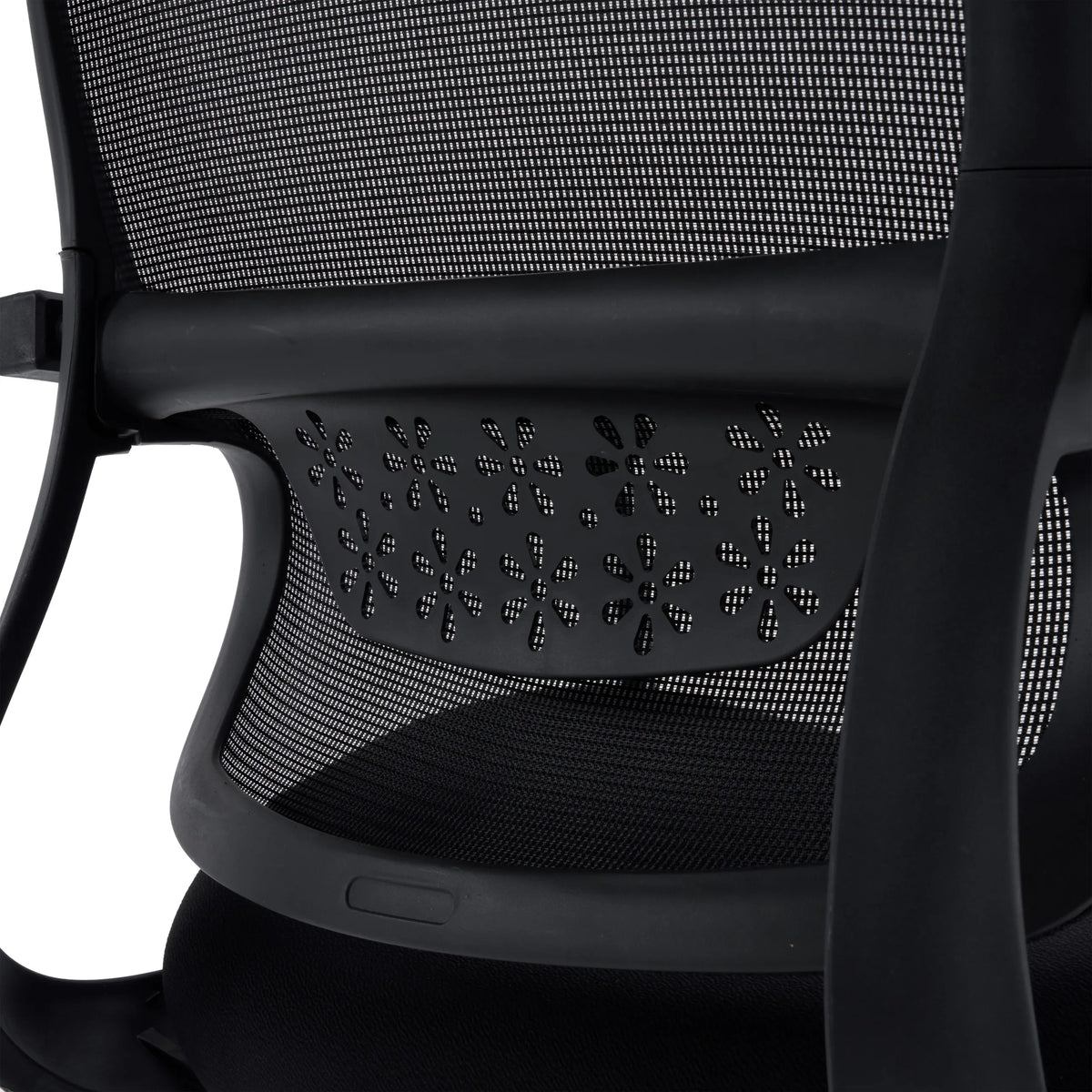 Cadre en plastique perforé du dossier de la chaise cantilever Ergomy Meet en noir de hjh OFFICE