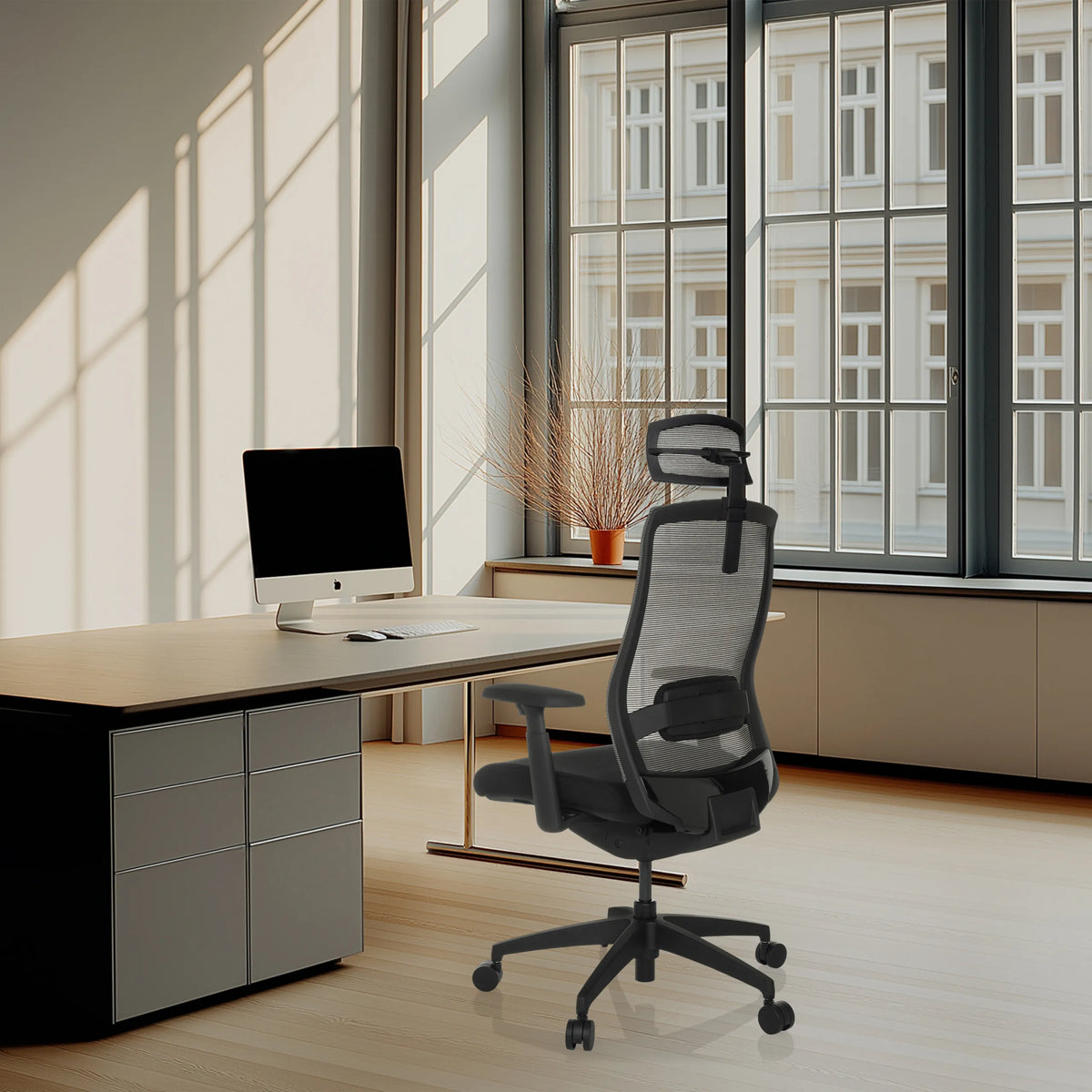 Appuie-tête noir du modèle COLORE KOPFSTUETZE sur un fauteuil de bureau de hjh OFFICE