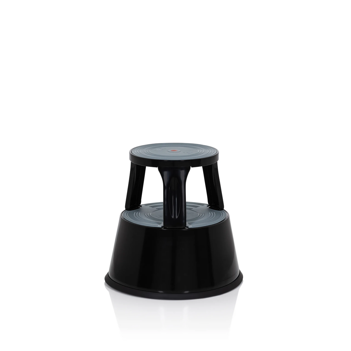 Tabouret marchepied noir TIO-M II à deux marches et surfaces antidérapantes de hjh OFFICE – vue à 360° (vue de trois quarts avant 60°)