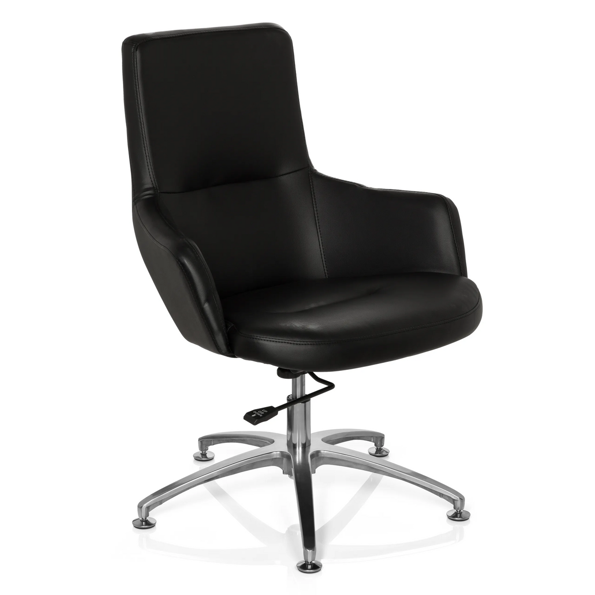 Fauteuil de salon SHAKE 300 noir avec rembourrage et piétement étoile brillant de hjh OFFICE – vue à 360° (vue de trois quarts avant 40°)
