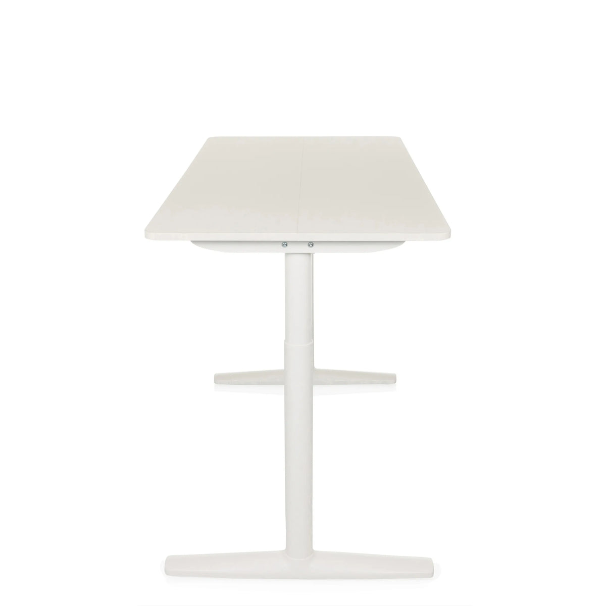 Bureau réglable en hauteur électriquement STAND PRO blanc avec piètement en T de hjh OFFICE – vue à 360° (vue arrière 180°)