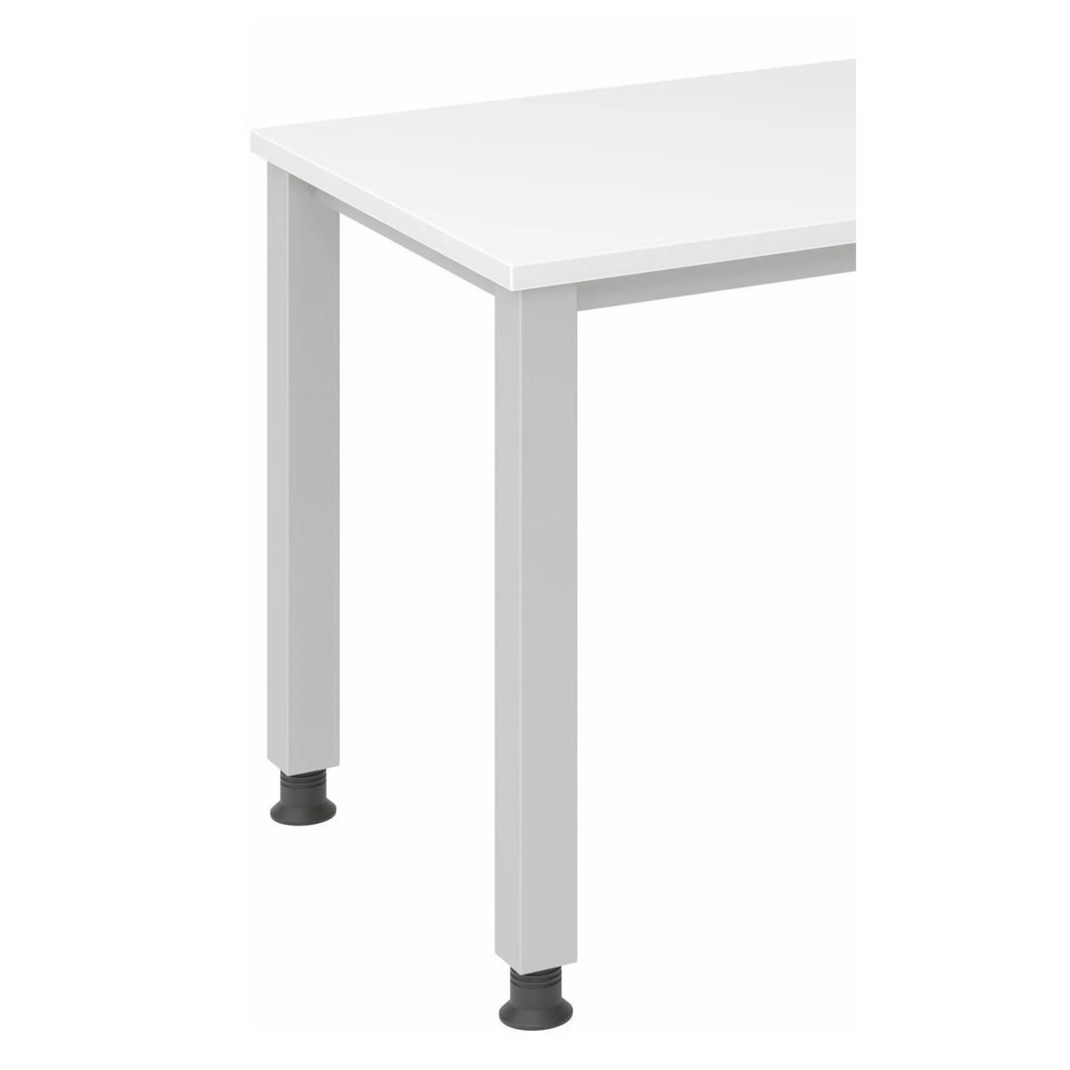 Bureau blanc QUEO 614 S avec pieds argentés réglables en hauteur de hjh OFFICE PRO
