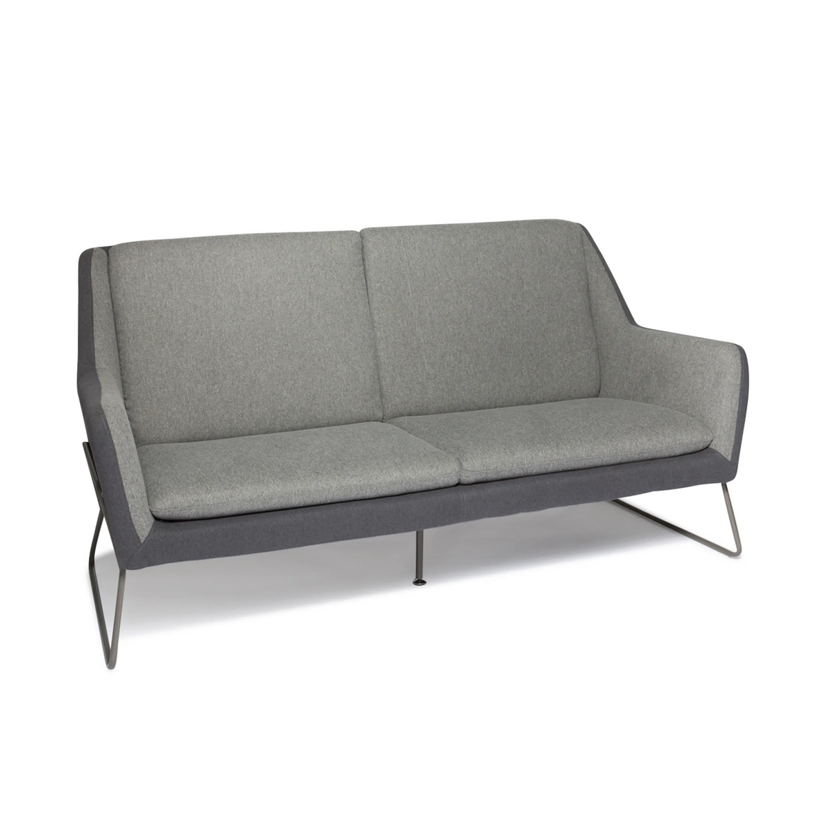 Canapé lounge LAGUN gris clair avec des accents gris foncé et des pieds métalliques fins de hjh OFFICE – vue à 360° (vue de profil 90°)