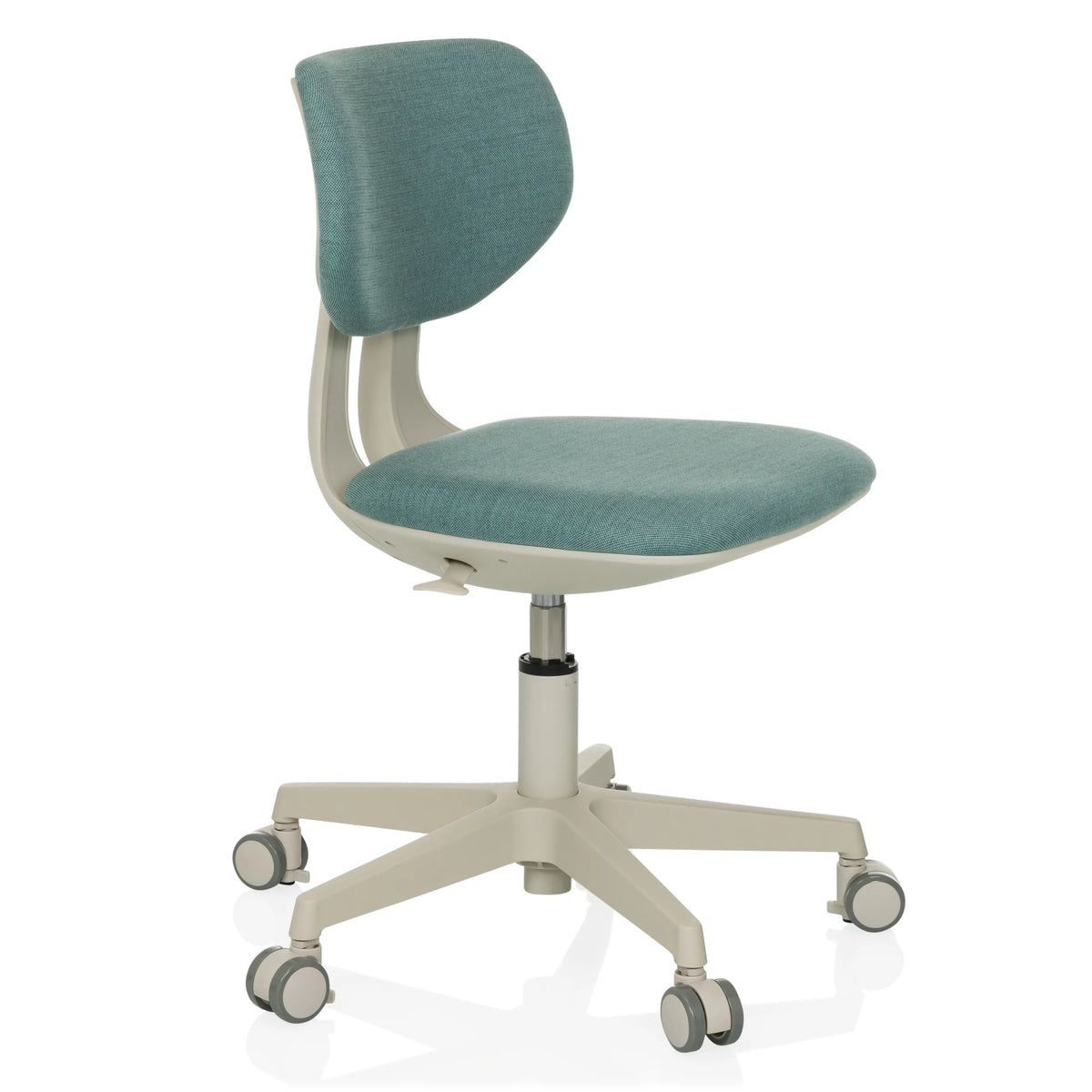 Chaise pivotante pour des enfants KIDDY CLASSIC bleue avec rembourrage et base à cinq roulettes de hjh OFFICE – vue à 360° (vue de trois quarts avant 60°)