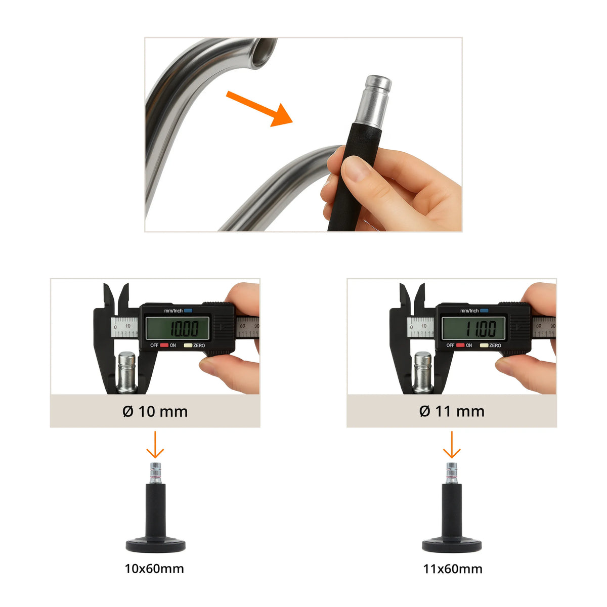 Guide de mesure pour patins de chaise STATO-M en tailles 10 mm et 11 mm de hjh OFFICE