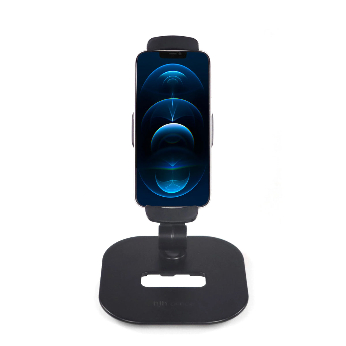 Support de téléphone portable & tablette FLEXMOBI IV noir avec pied et pince de hjh OFFICE – vue à 360° (vue de face 0°)