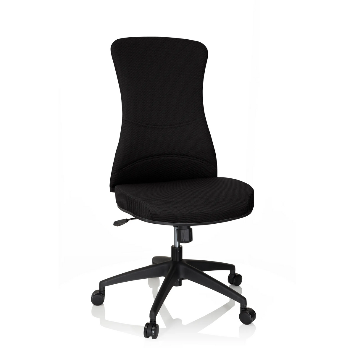 Siège de bureau de qualité professionnelle OFFICE XT noir avec piètement et cinq roulettes de hjh OFFICE – vue à 360° (vue de face 20°)