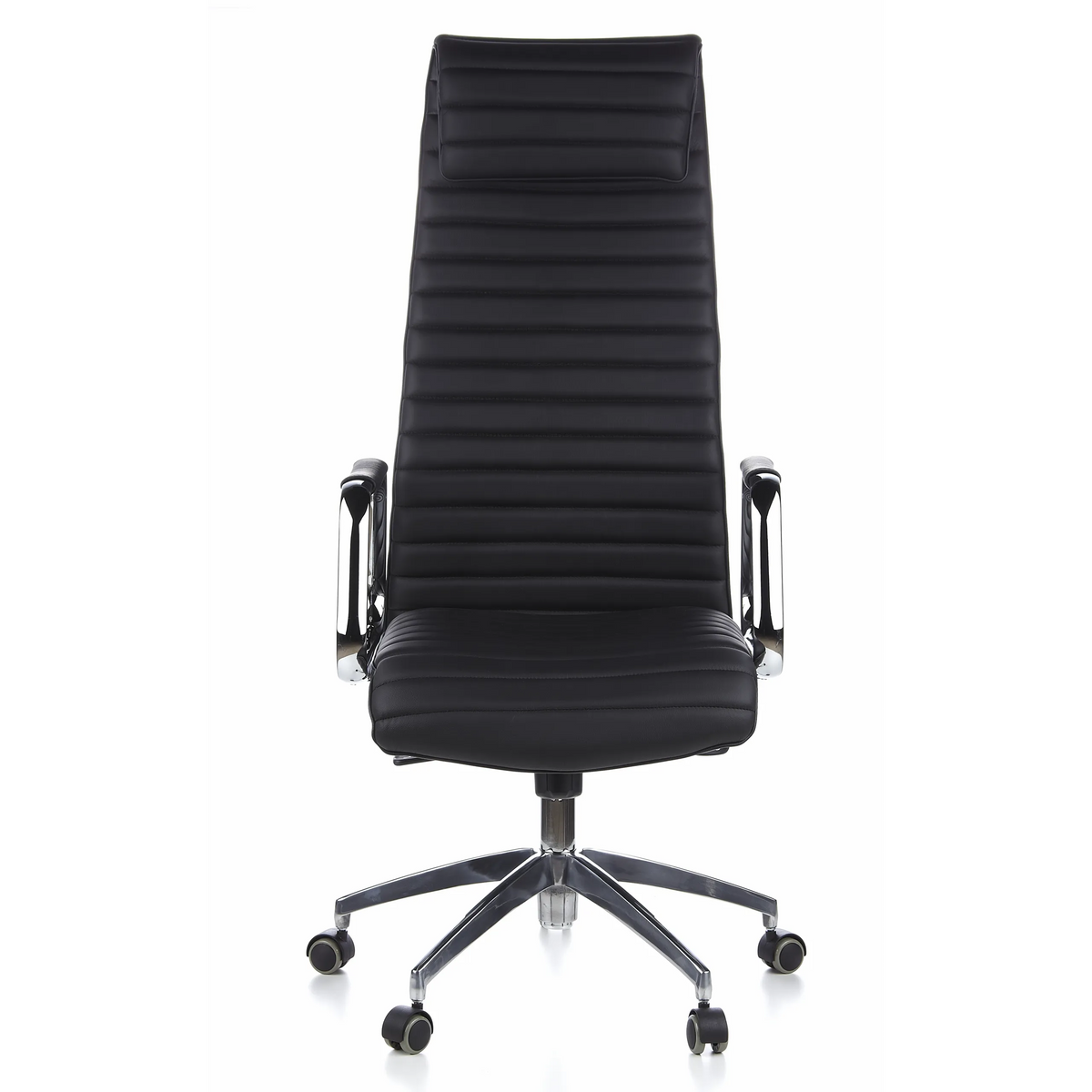 Siège de direction de luxe ASPERA 20 noir avec rembourrage capitonné et base à cinq roulettes de hjh OFFICE – vue à 360° (vue de face 0°)