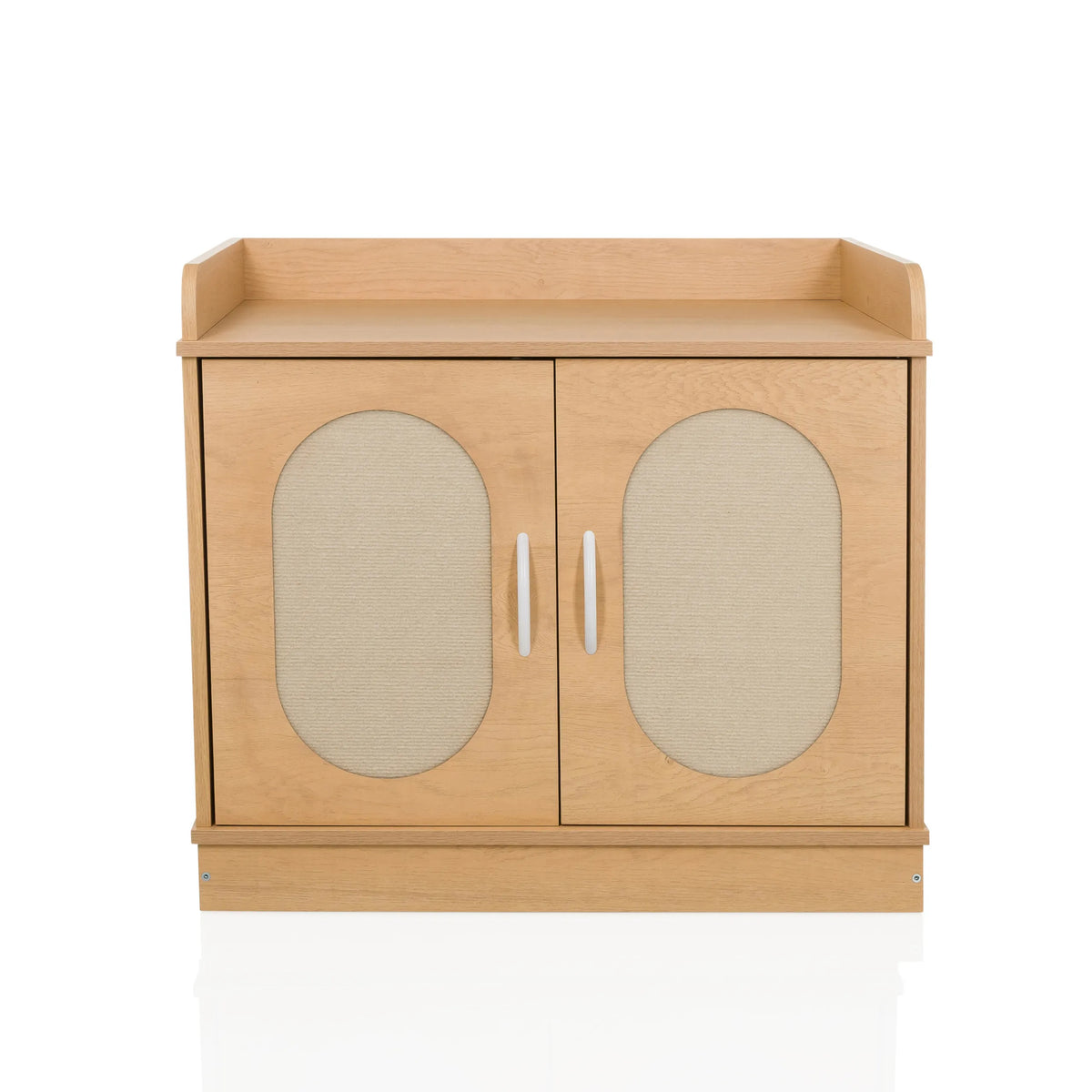 Maison pour chat KITTYHOME 2 couleur hêtre avec deux portes, ouvertures ovales et une étagère de hjh LIVING – vue à 360° (vue de face 0°)