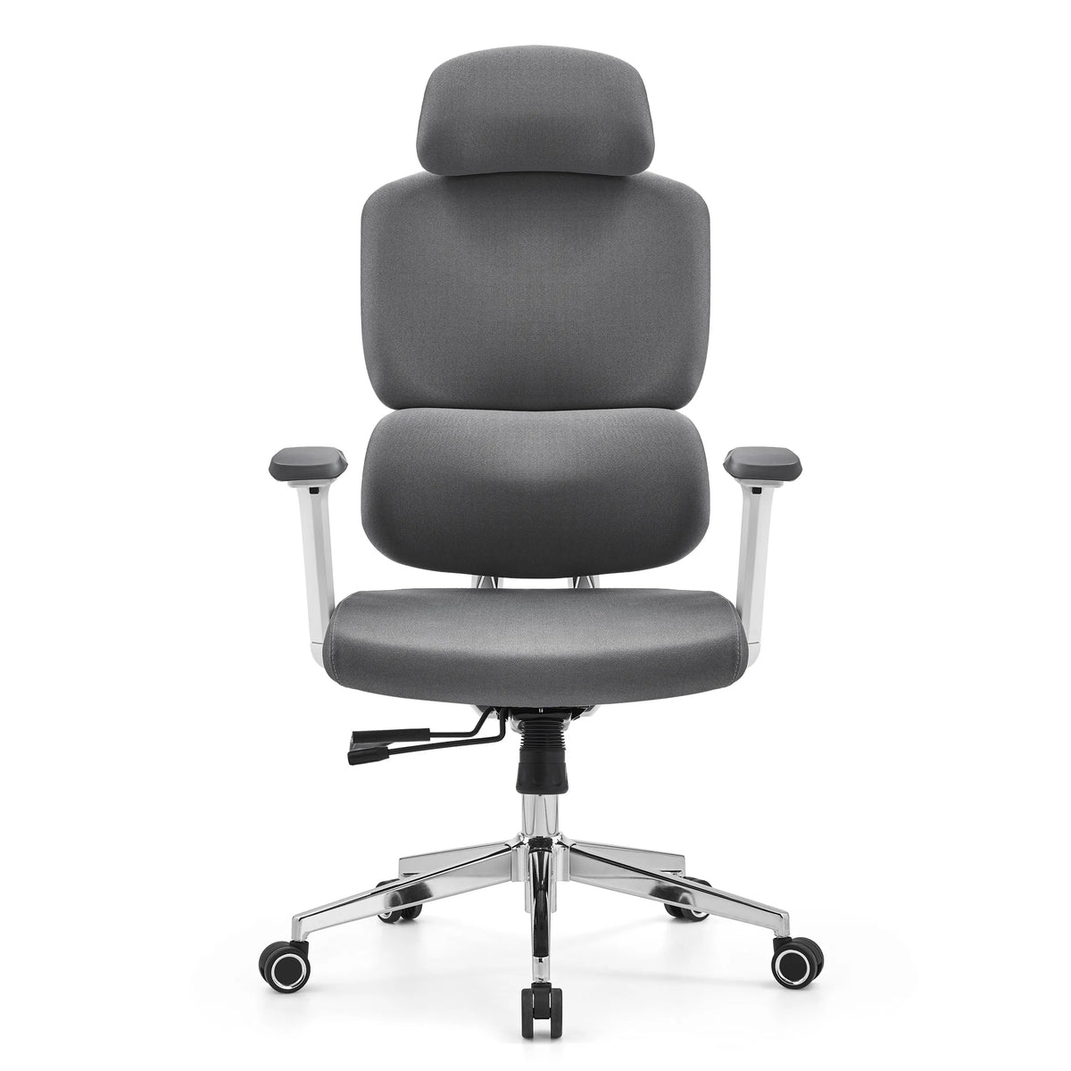 Siège de bureau de qualité professionnelle Ergomy WF 2 gris en tissu avec base à cinq roulettes de hjh OFFICE – vue à 360° (vue de face 0°)