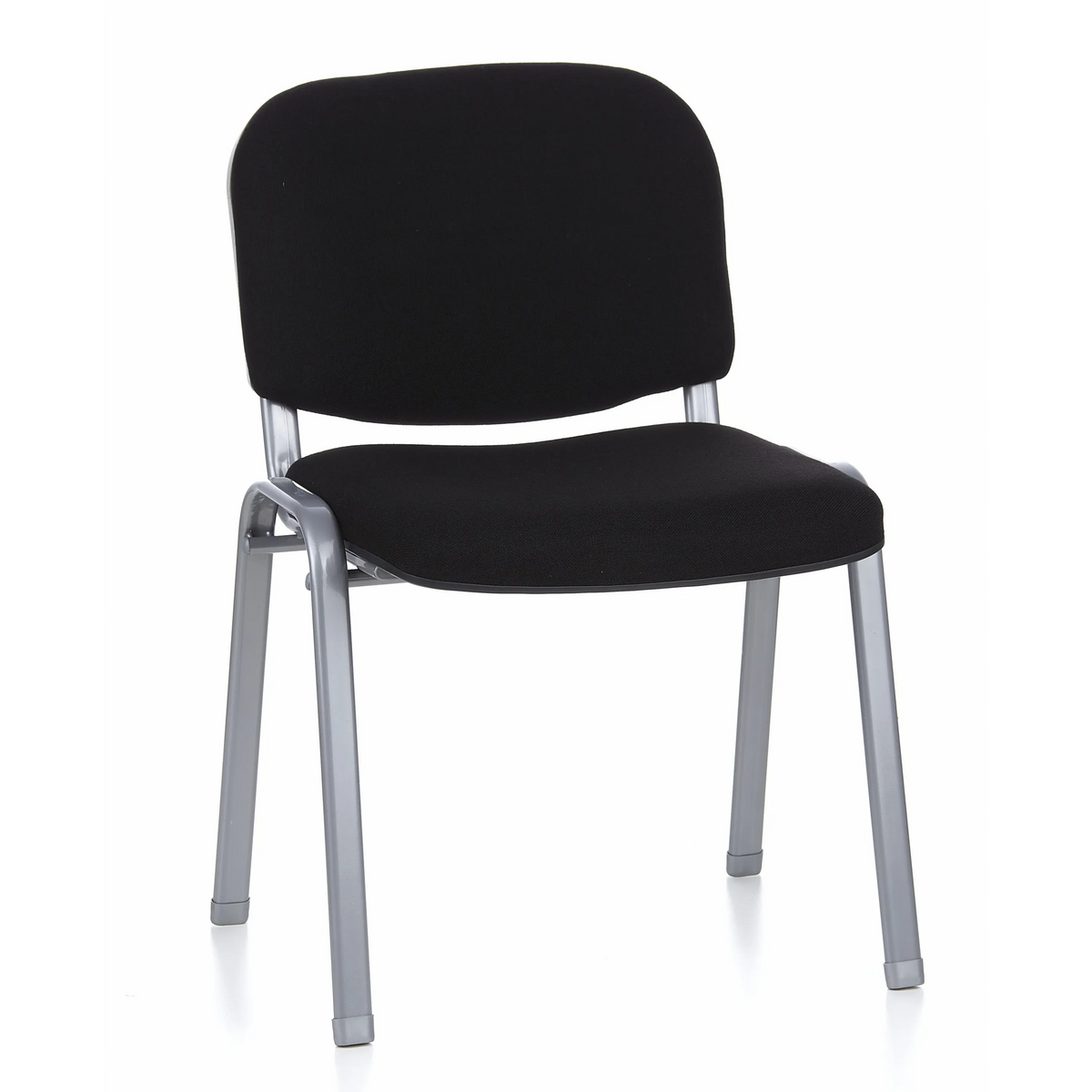 Chaise à quatre pieds XT 600 S noire avec structure argentée de hjh OFFICE – vue à 360° (vue de face 20°)