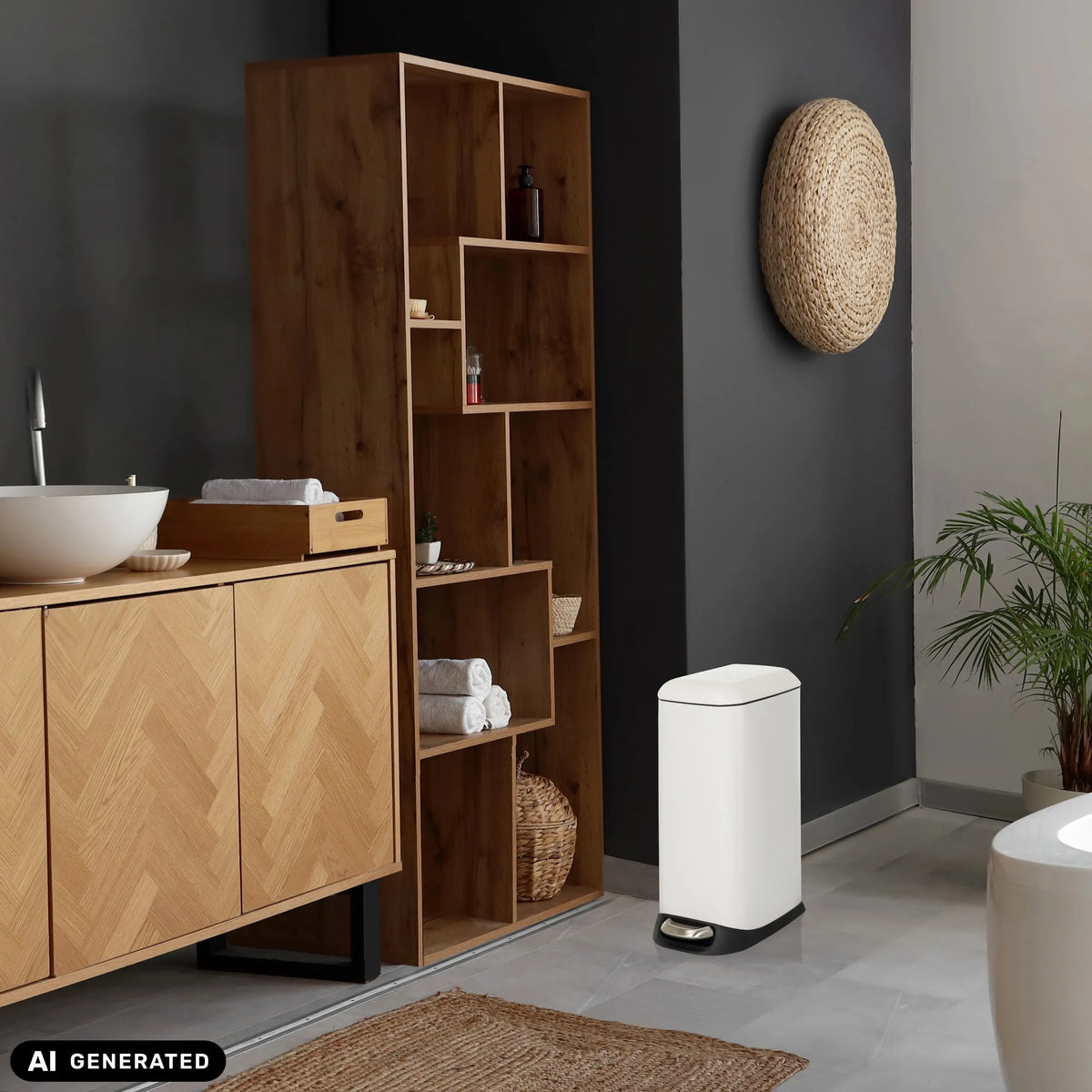 Poubelle CLEAN SLIM blanche d'une capacité de 20 litres de hjh OFFICE (image générée par IA)