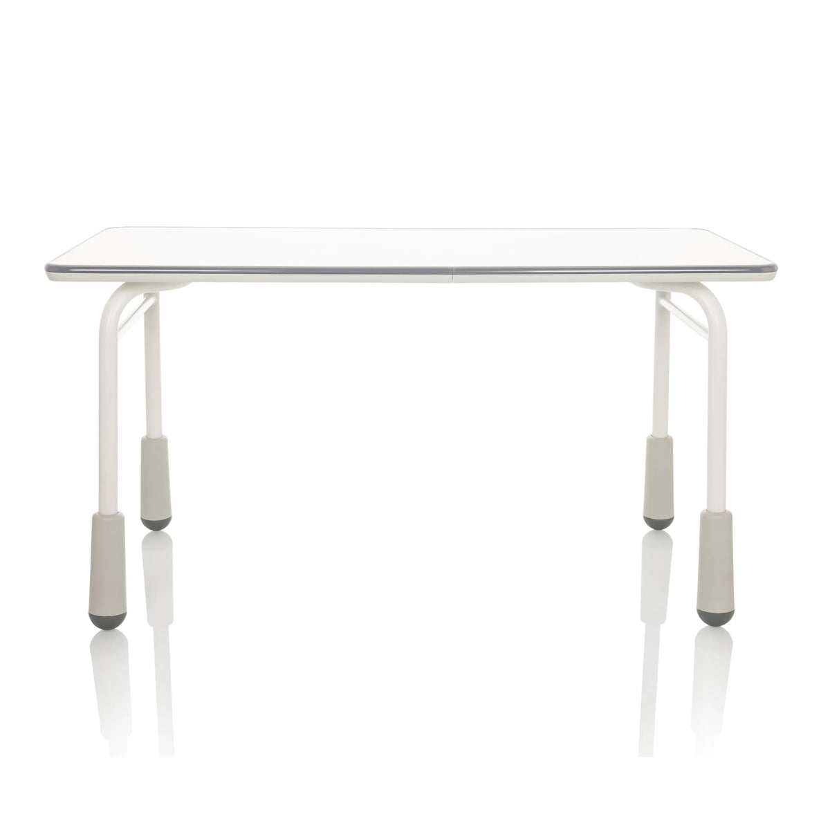 Bureau enfant KID GRO T gris clair avec structure blanche et pieds gris de hjh OFFICE – vue à 360° (vue de face 0°)