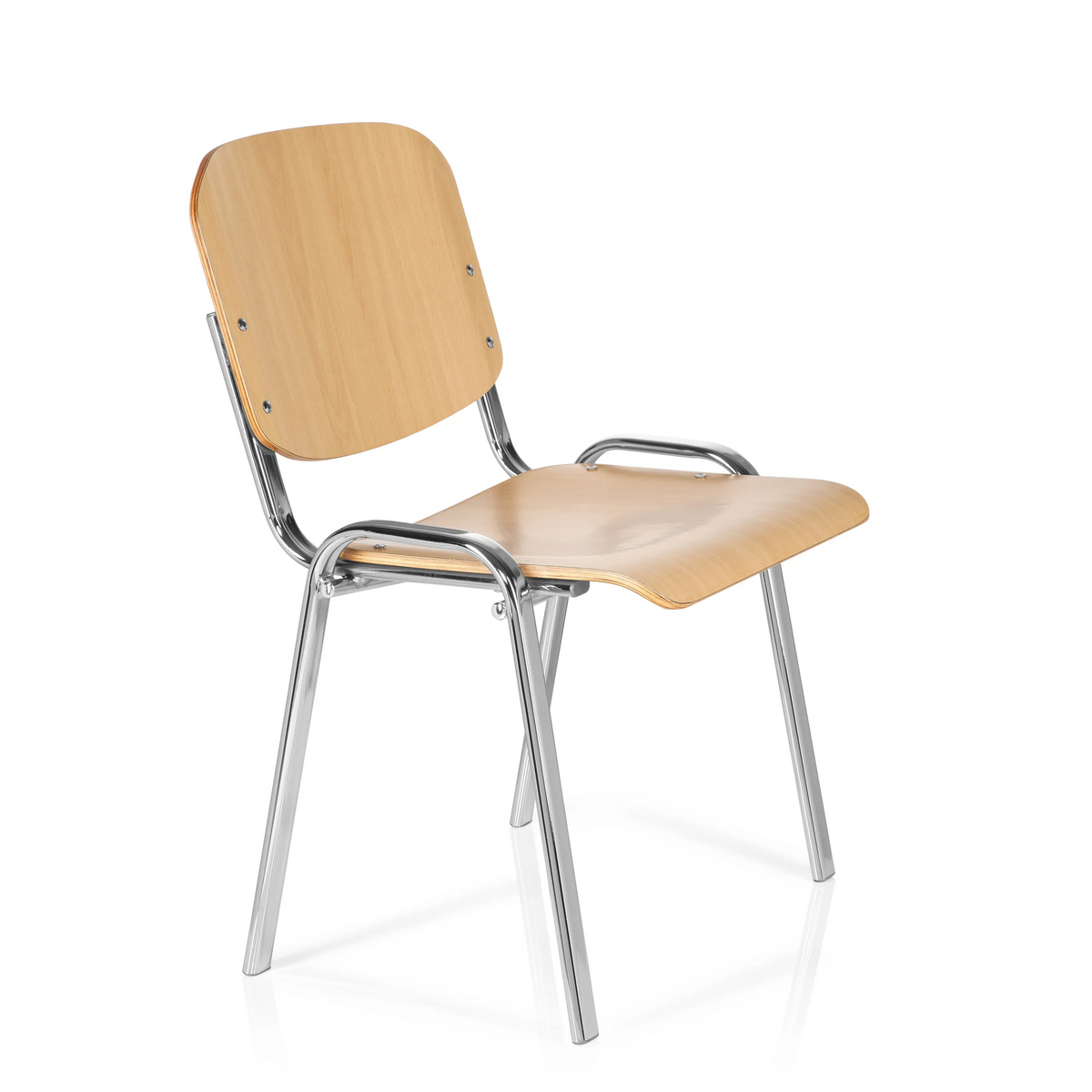 Chaise à quatre pieds XT 600 C H en hêtre avec structure en chrome de hjh OFFICE – vue à 360° (vue de trois quarts avant 60°)
