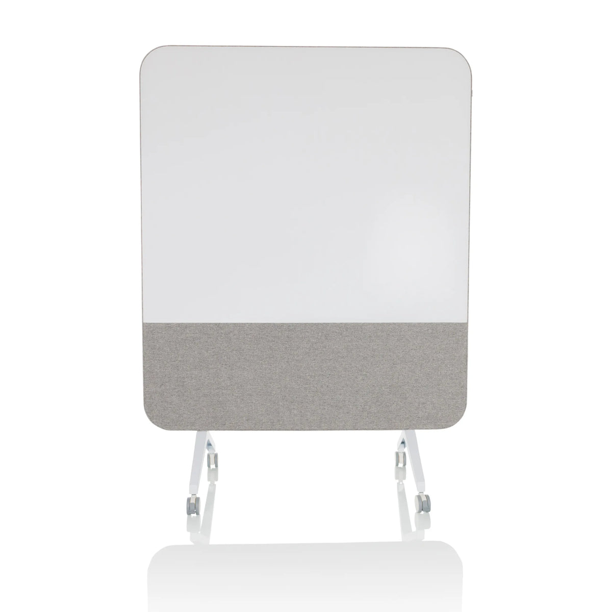 Tableau blanc VISION BOARD gris avec surface d'écriture blanche et roulettes de hjh OFFICE – vue à 360° (vue de face 0°)
