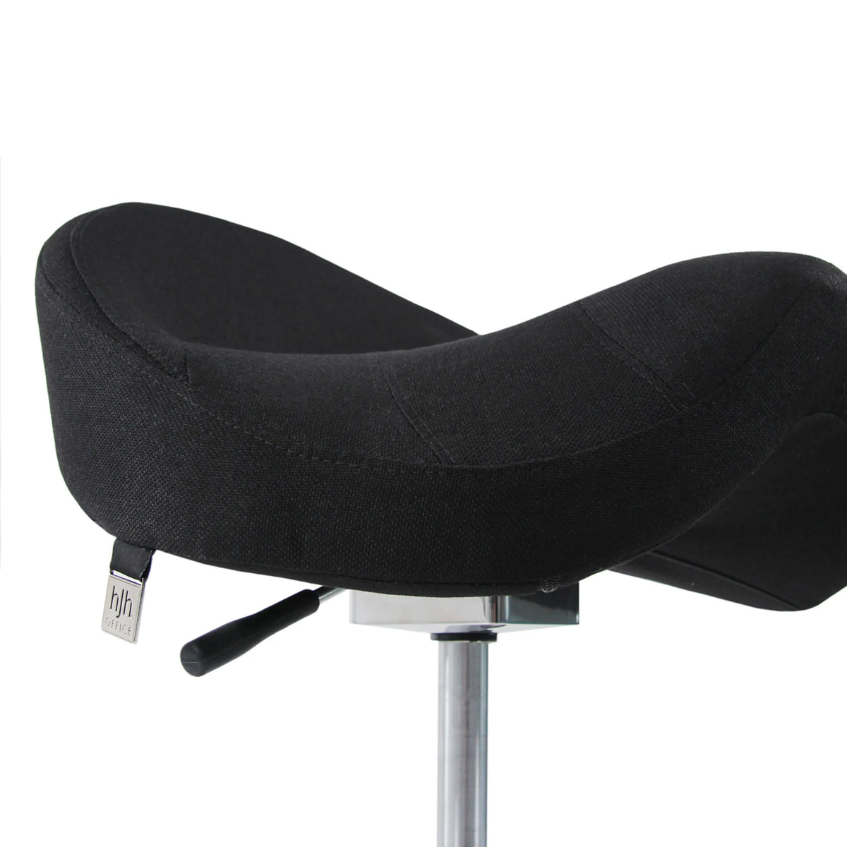 Assise noire du tabouret de selle MOVE-TEC 3D PRO I avec pied en étoile à vérin à gaz chromé de hjh OFFICE