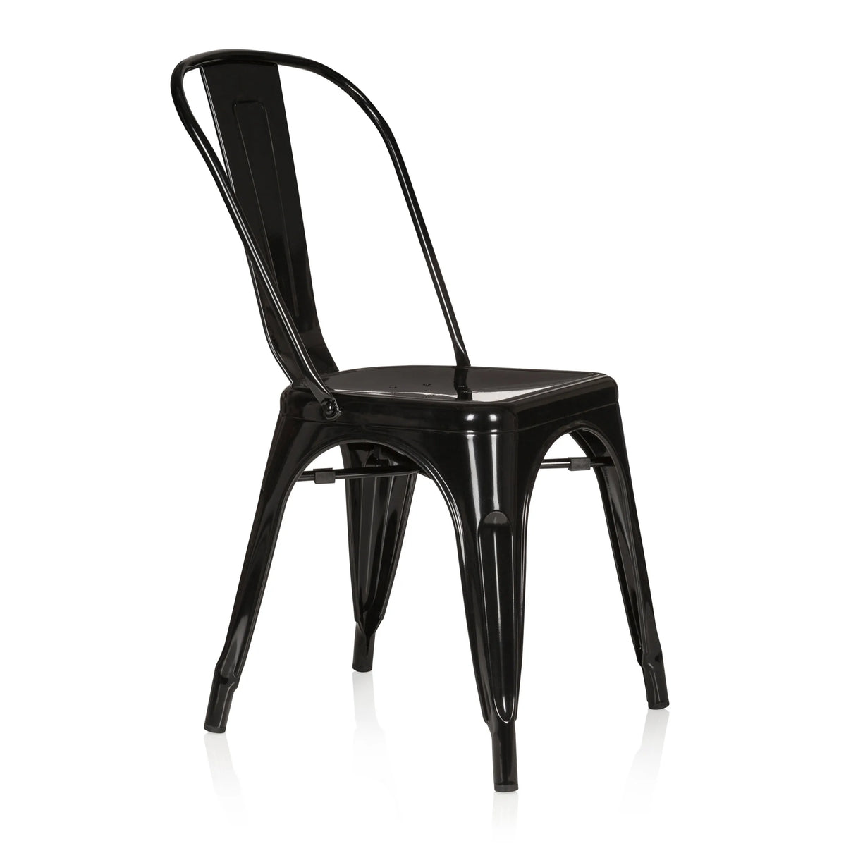 Chaise de bistrot noire VANTAGGIO COMFORT avec structure en métal et dossier haut de hjh OFFICE – vue à 360° (vue de trois quarts avant 60°)
