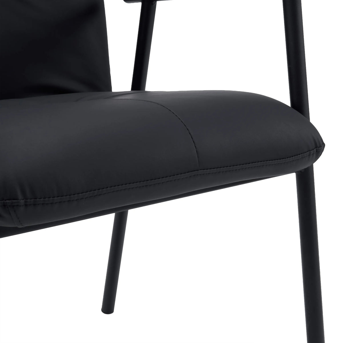 Assise en similicuir noir de la chaise rembourrée Lifea Flex avec des pieds noirs fins de hjh LIVING