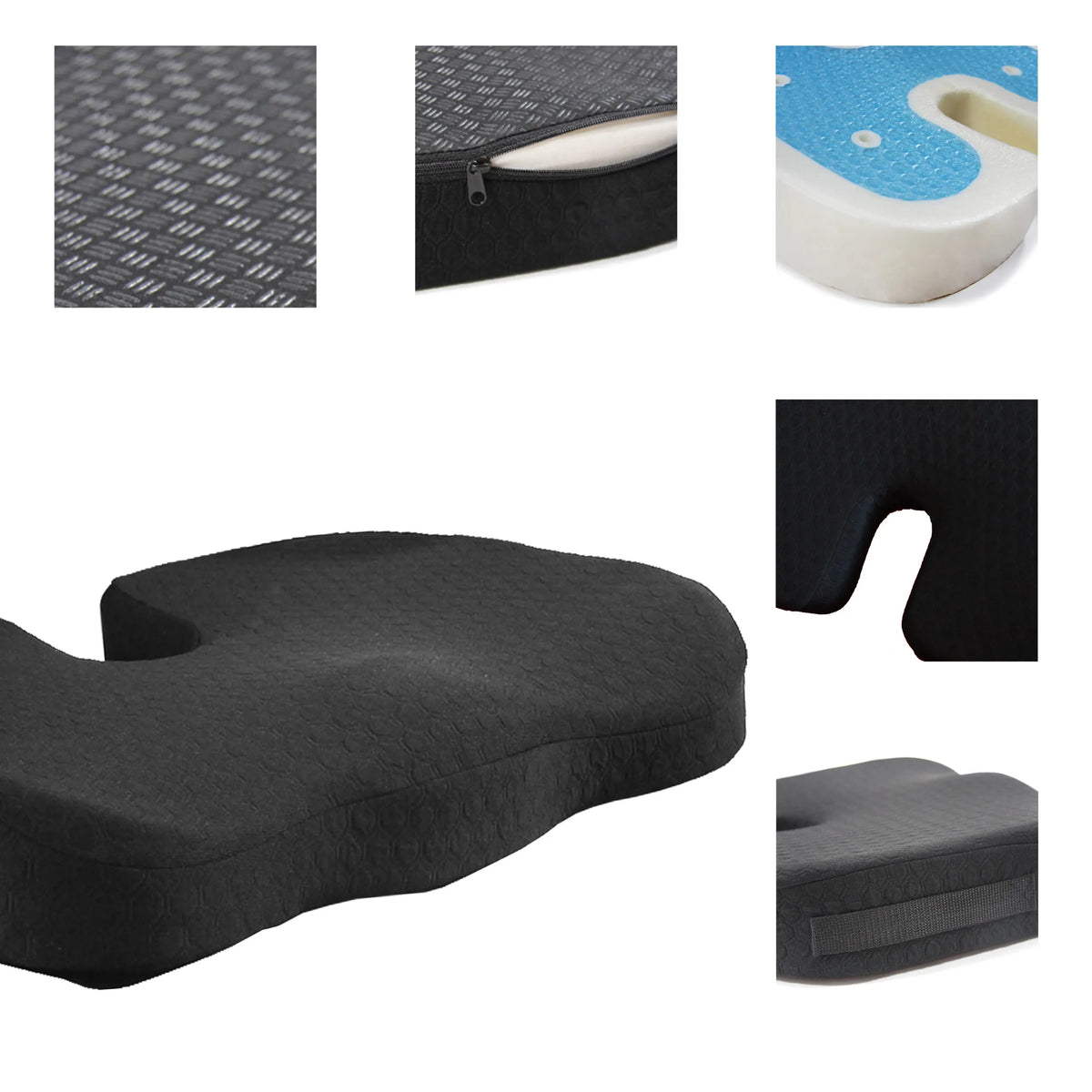 Coussin de siège MEDISIT II noir avec housse texturée, fermeture éclair et noyau en mousse de hjh OFFICE