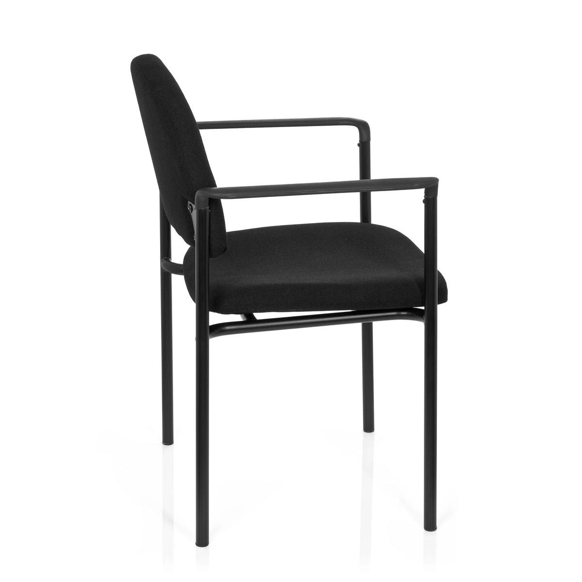 Chaise à quatre pieds XT 700 noire avec accoudoirs et assise rembourrée de hjh OFFICE – vue à 360° (vue de profil 100°)