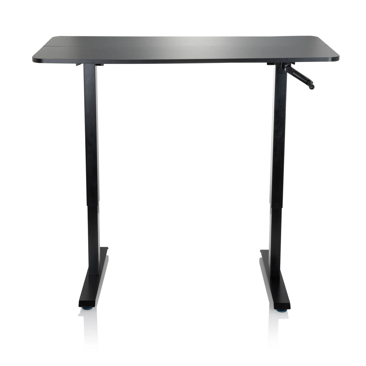 Bureau assis-debout STAND CR noir avec une manivelle de réglage de la hauteur de hjh OFFICE – vue à 360° (vue de face 0°)