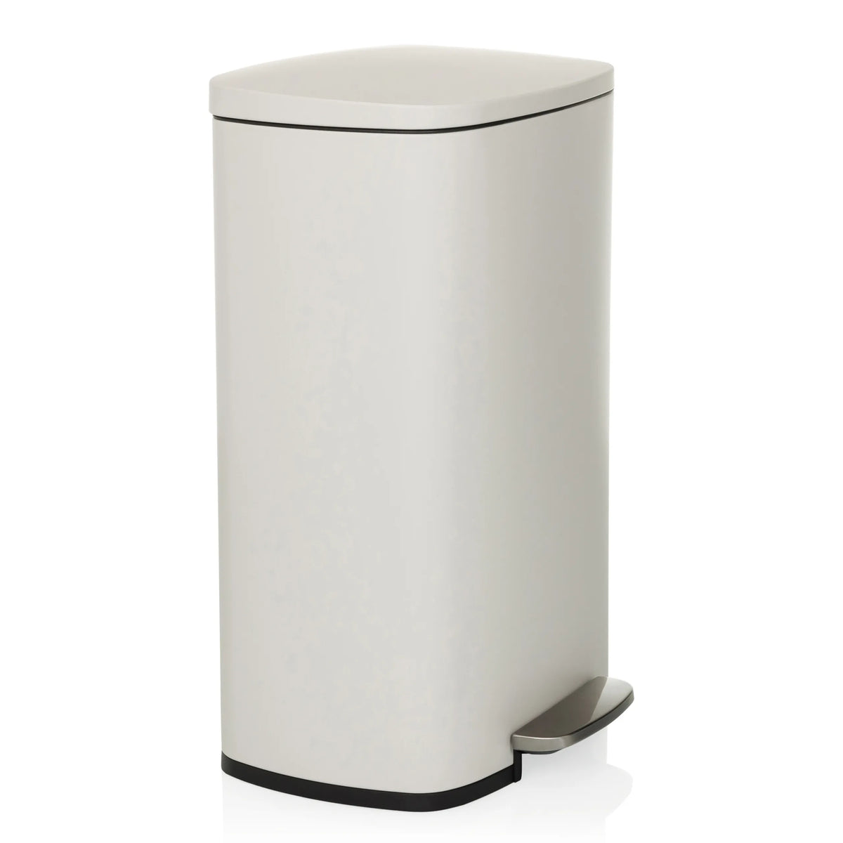 Poubelle CLEAN XV beige avec couvercle et pédale de hjh OFFICE – vue à 360° (vue de trois quarts avant 60°)