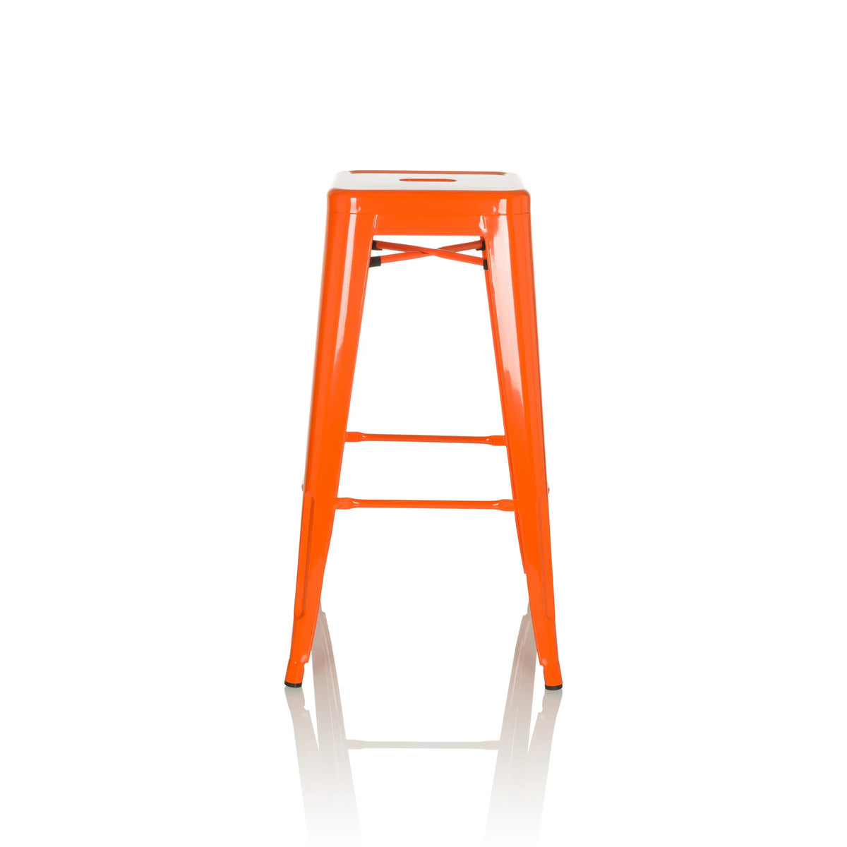 Tabouret de bar VANTAGGIO HIGH orange avec quatre pieds et repose-pieds intégrés de hjh OFFICE – vue à 360° (vue de face 0°)