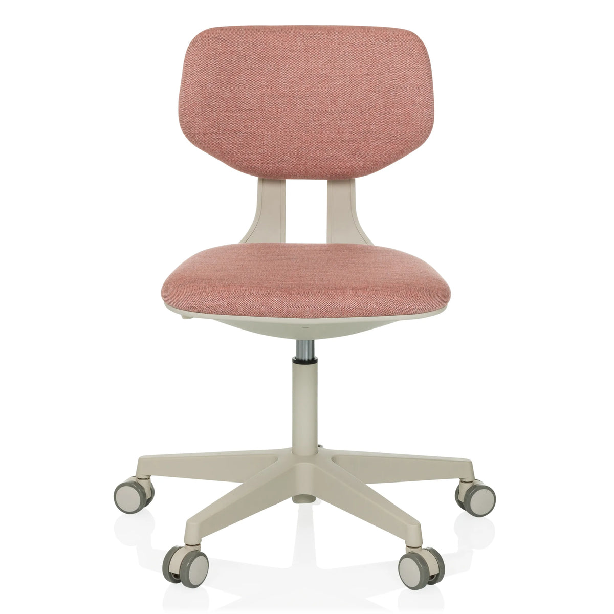 Chaise pivotante pour des enfants KID CLASSIC rose avec assise rembourrée et base à cinq roulettes de hjh OFFICE – vue à 360° (vue de face 0°)