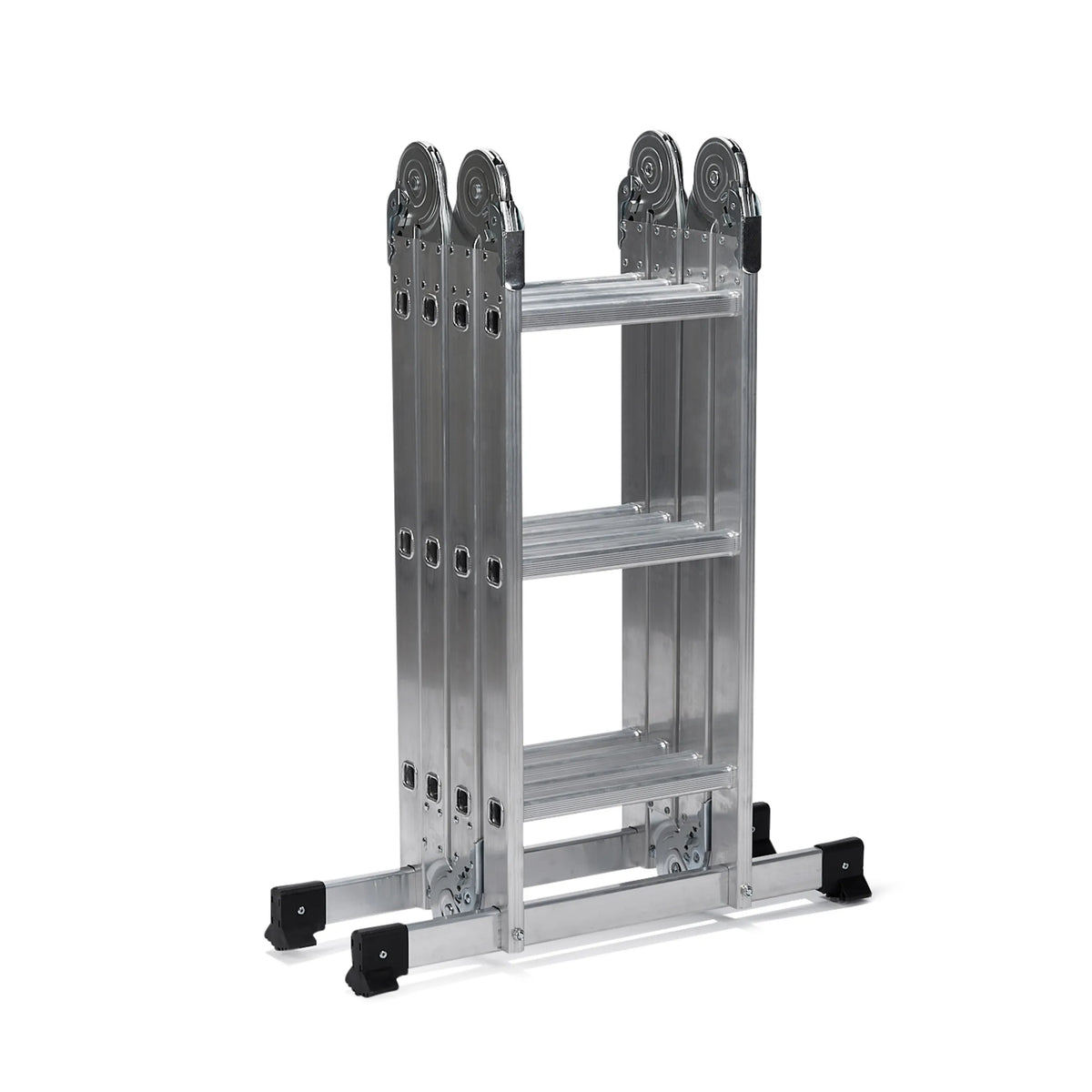 Échelle pliante SOLID W3 en aluminium argentée avec douze marches de hjh OFFICE – vue à 360° (vue de face 0°)