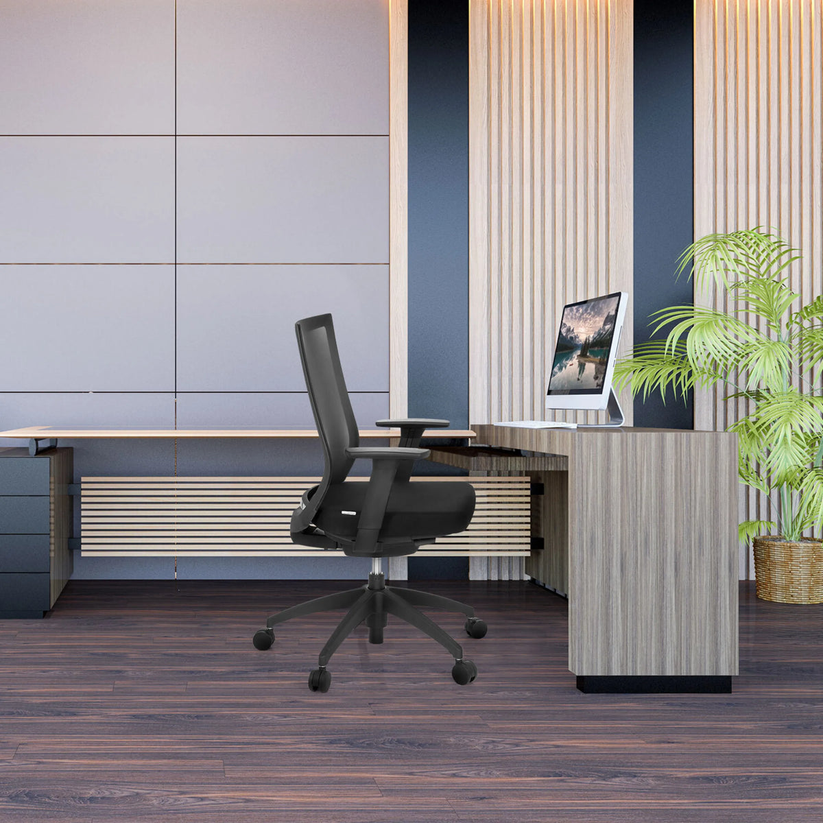 Siège de bureau de qualité professionnelle ASPEN noir avec dossier en maille à un bureau de hjh OFFICE