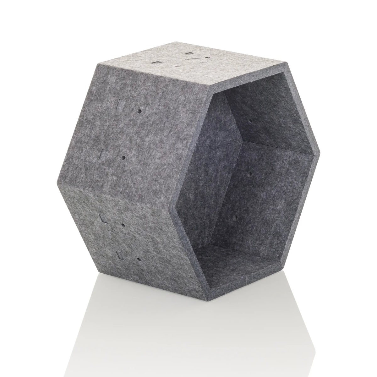 Cloison de séparation hexagonale en feutre gris FLEXMIUT STORE S de hjh OFFICE – vue à 360° (vue de trois quarts avant 45°)