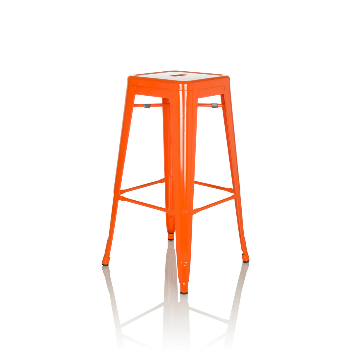 Tabouret de bar VANTAGGIO HIGH orange avec quatre pieds et repose-pieds intégrés de hjh OFFICE – vue à 360° (vue de trois quarts avant 45°)