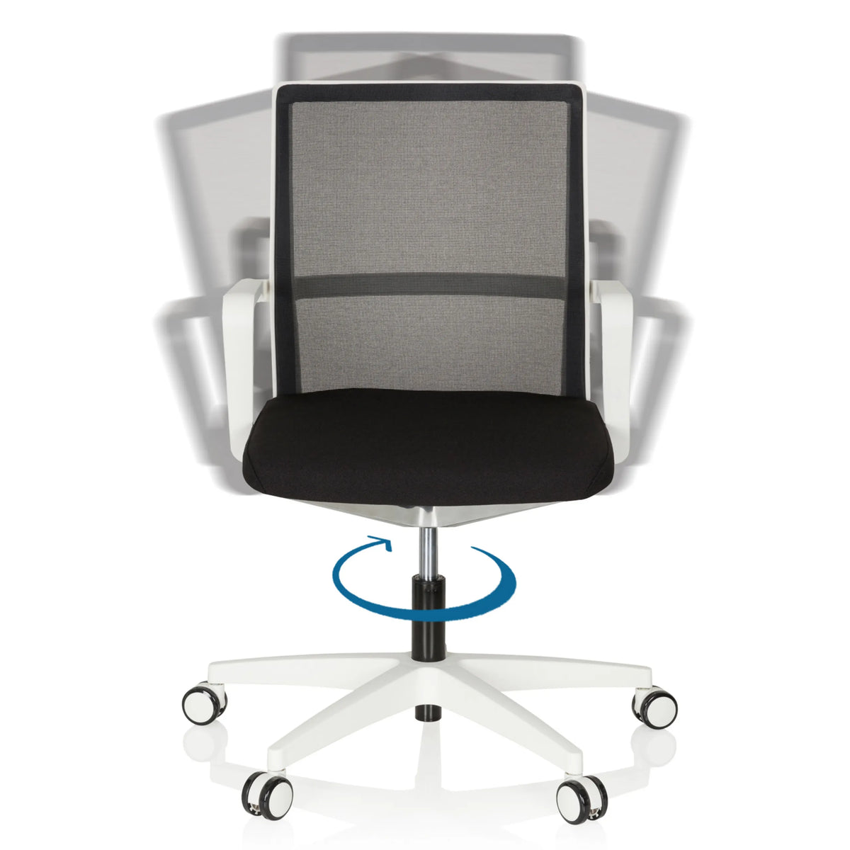 Fonction pivotante et inclinaison du dossier du Siège de bureau de qualité professionnelle MOVE-TEC NET 3D W en blanc-noir de hjh OFFICE