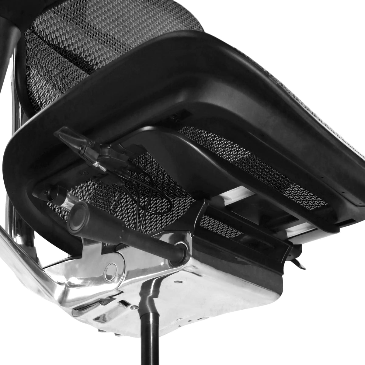 Dessous de l'assise avec levier de réglage du siège de direction de luxe ERGOHUMAN GEN2 en noir de hjh OFFICE