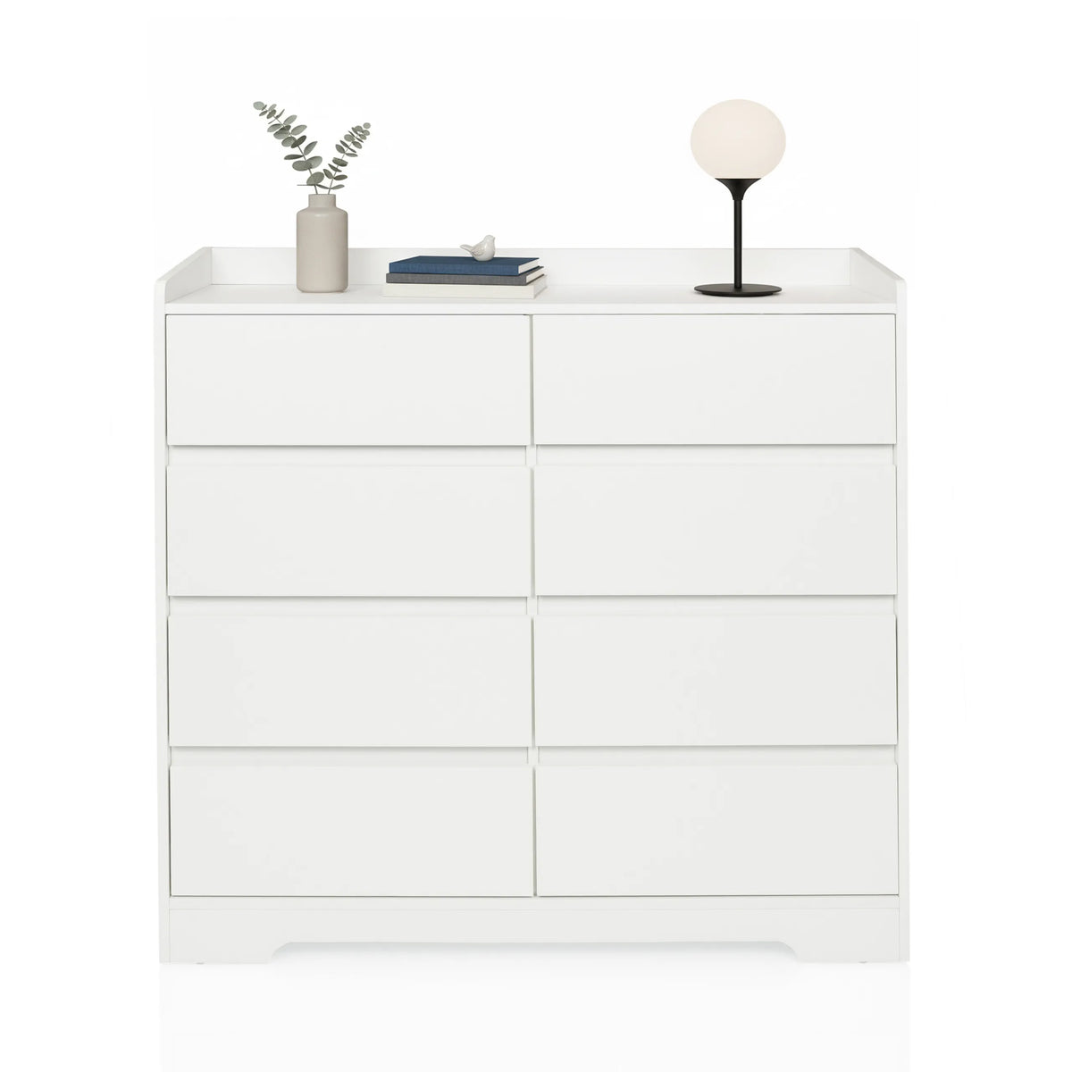 Commode blanche OSOYRO avec huit tiroirs sans poignées de hjh LIVING