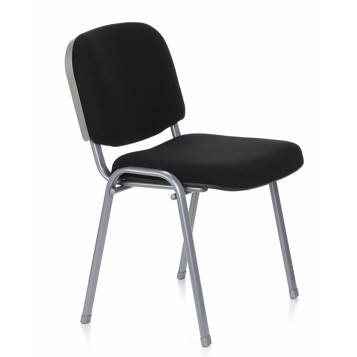 Chaise à quatre pieds XT 600 S noire avec structure argentée de hjh OFFICE – vue à 360° (vue de trois quarts avant 60°)