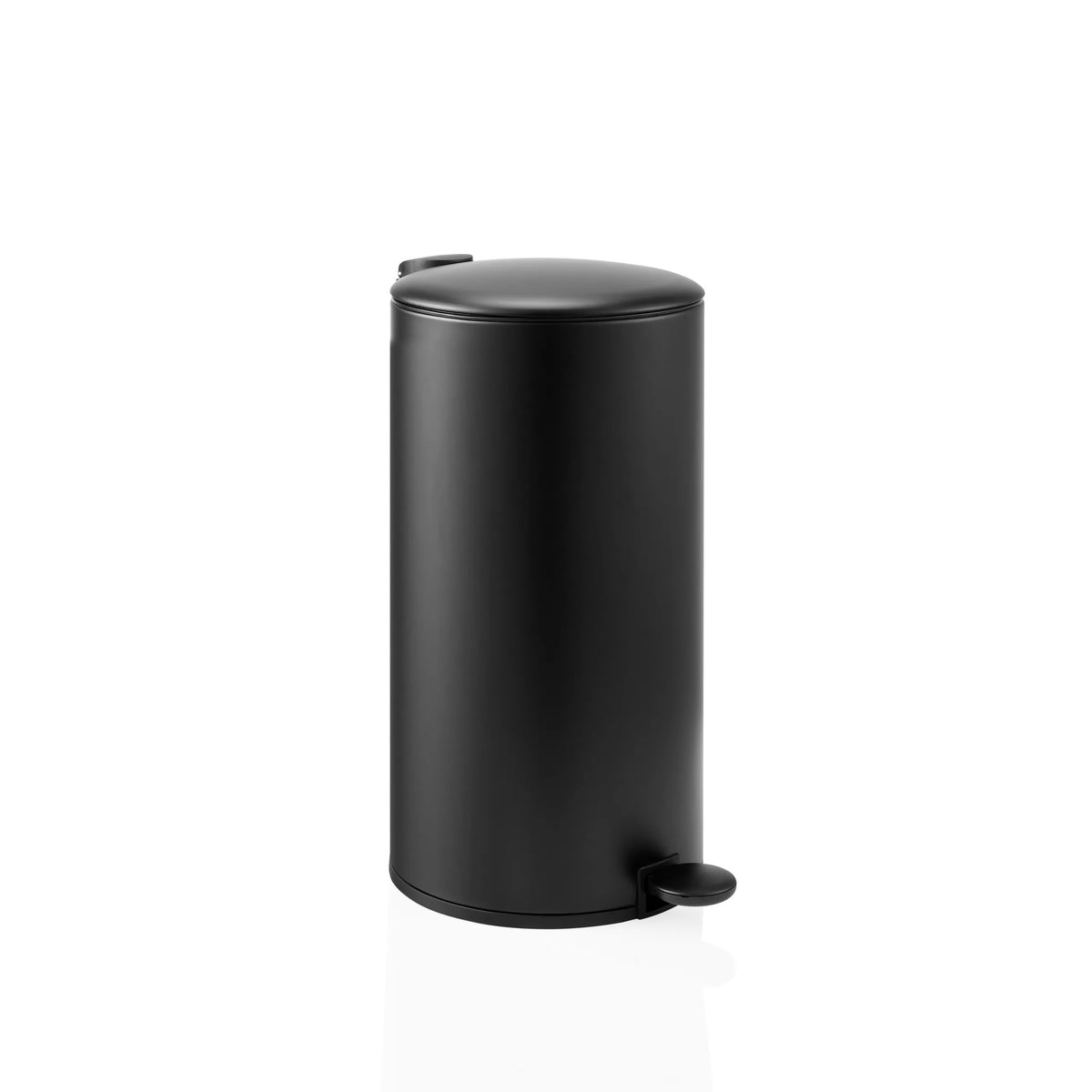 Poubelle noire CLEAN STEP 2 avec couvercle et pédale de hjh OFFICE – vue à 360° (vue de trois quarts avant 45°)