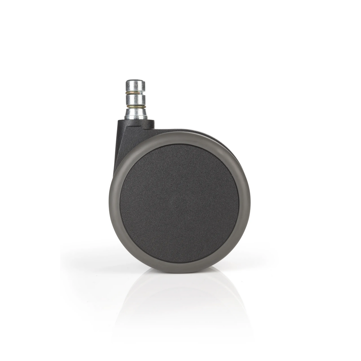 Roulettes 5x ROLO No-Noise 11mm/75mm noires pour sols durs avec tige métallique argentée de hjh OFFICE – vue à 360° (vue de face 0°)