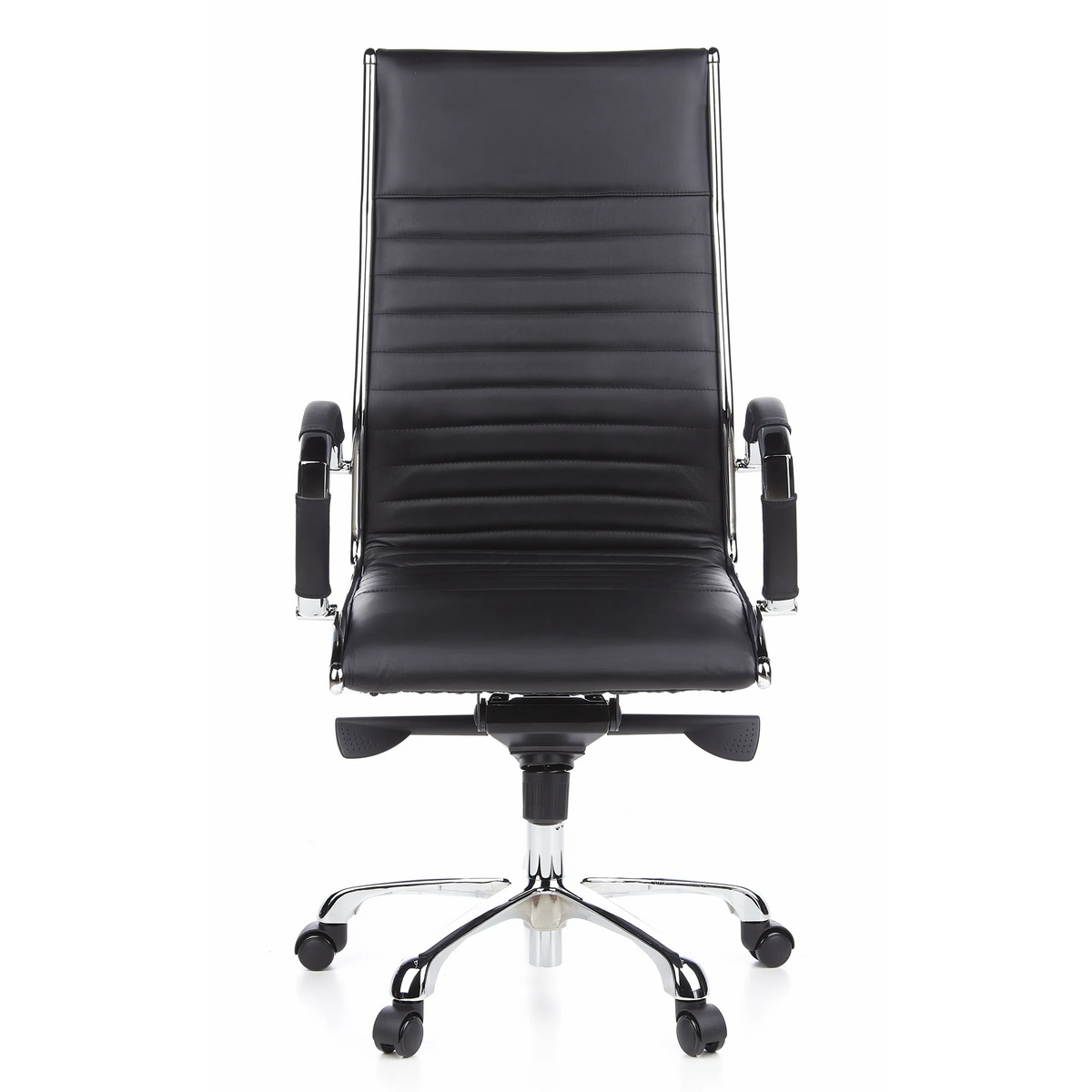 Siège de direction de qualité professionnelle PARMA 20 noir en cuir piqué avec base à cinq roulettes de hjh OFFICE – vue à 360° (vue de face 0°)
