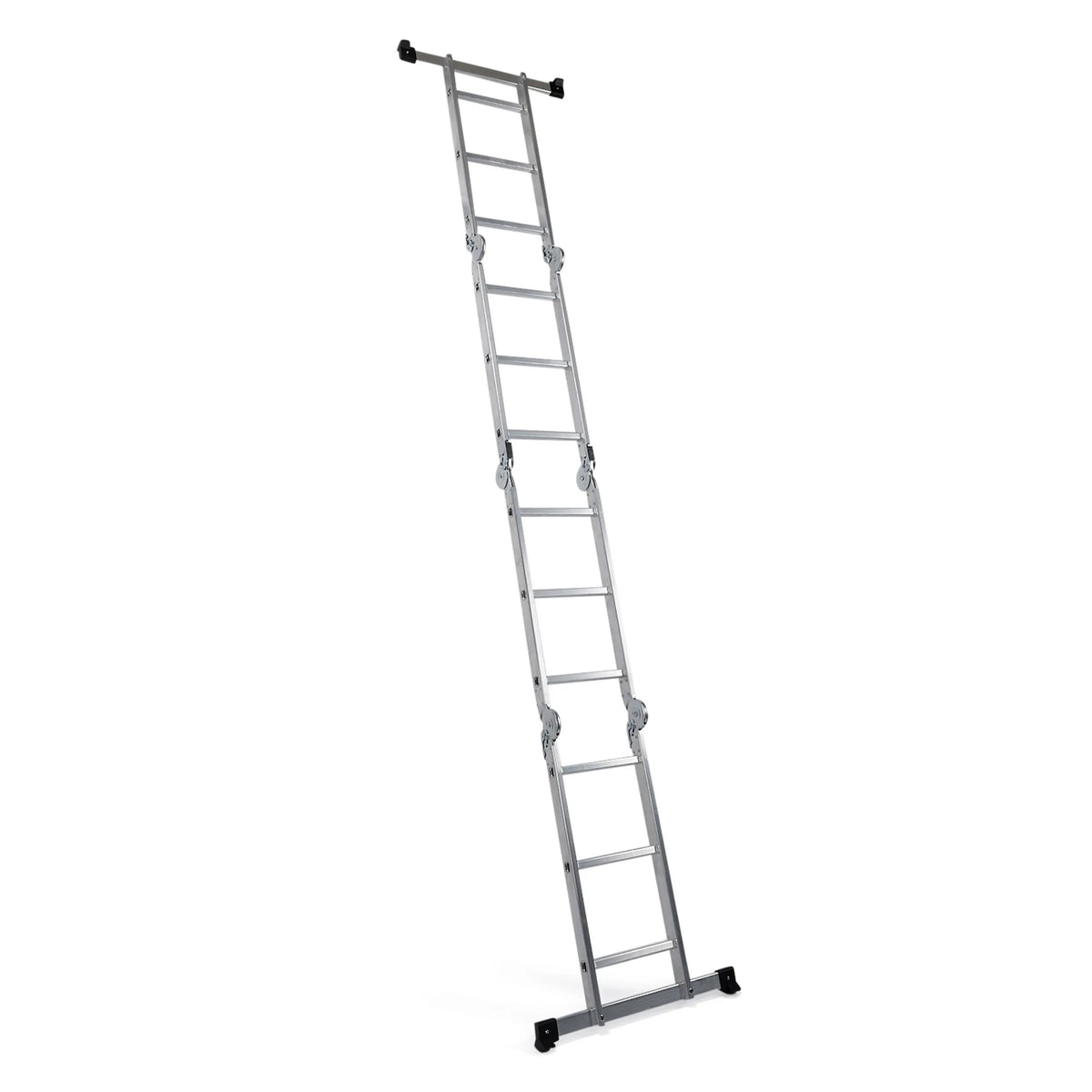 Échelle pliante SOLID W3 en aluminium argentée avec douze marches de hjh OFFICE – vue à 360° (vue de trois quarts arrière 216°)