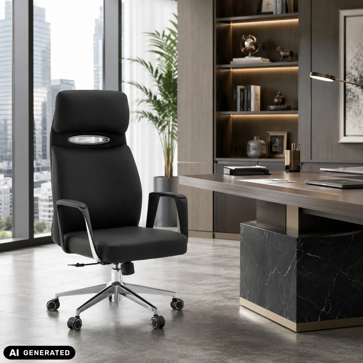 Siège de direction de qualité professionnelle VELVET ECO noir avec structure chromée et roulettes pour moquette de hjh OFFICE
