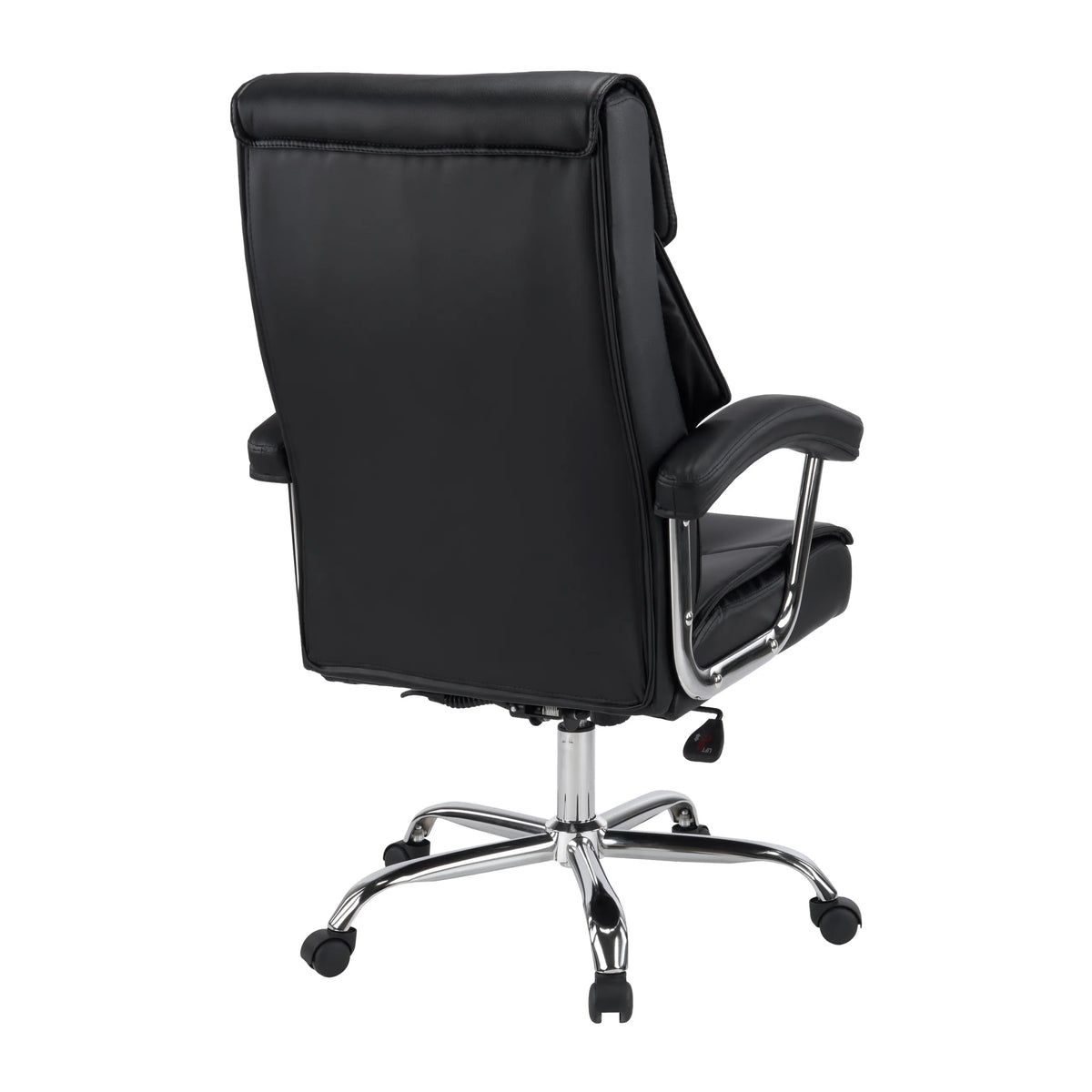 Vue arrière du Siège de bureau à domicile Relax Prestio en noir avec piètement chromé de MyBuero