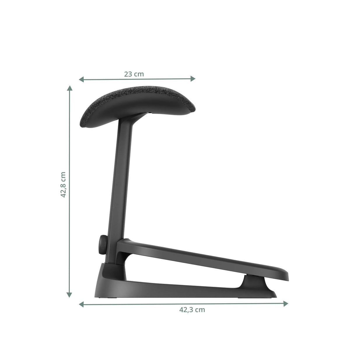 Dessin technique du repose-pieds LiberNovo Omni StepSync avec une hauteur de 42,8 cm et une largeur de 42,3 cm de Libernovo