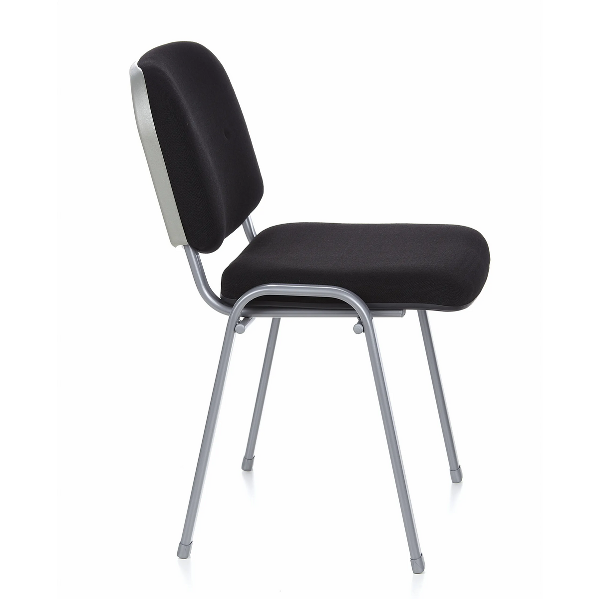 Chaise à quatre pieds XT 600 S noire avec structure argentée de hjh OFFICE – vue à 360° (vue de profil 80°)