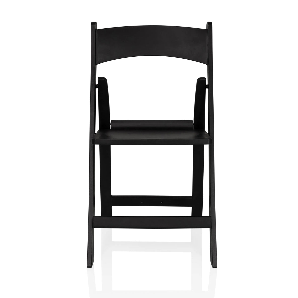 Chaise d'extérieur noire TRAVANO 1 avec dossier et structure carrée de hjh LIVING – vue à 360° (vue de face 0°)