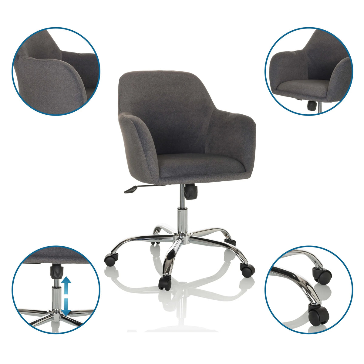 Siège de bureau à domicile SOLAO 300 gris foncé avec piètement chromé et roulettes de hjh OFFICE